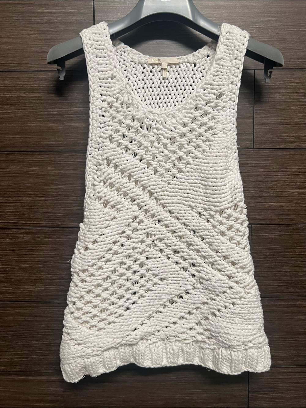 Maje White Open-Work Knit Crochet Sleeveless Tank Top – Size 1 (US Small)